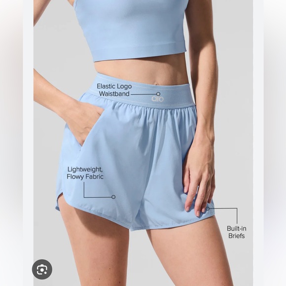 Authentic NWT Alo Match Point Short Skort logo waistband in Seashell Blue S - Picture 2 of 9